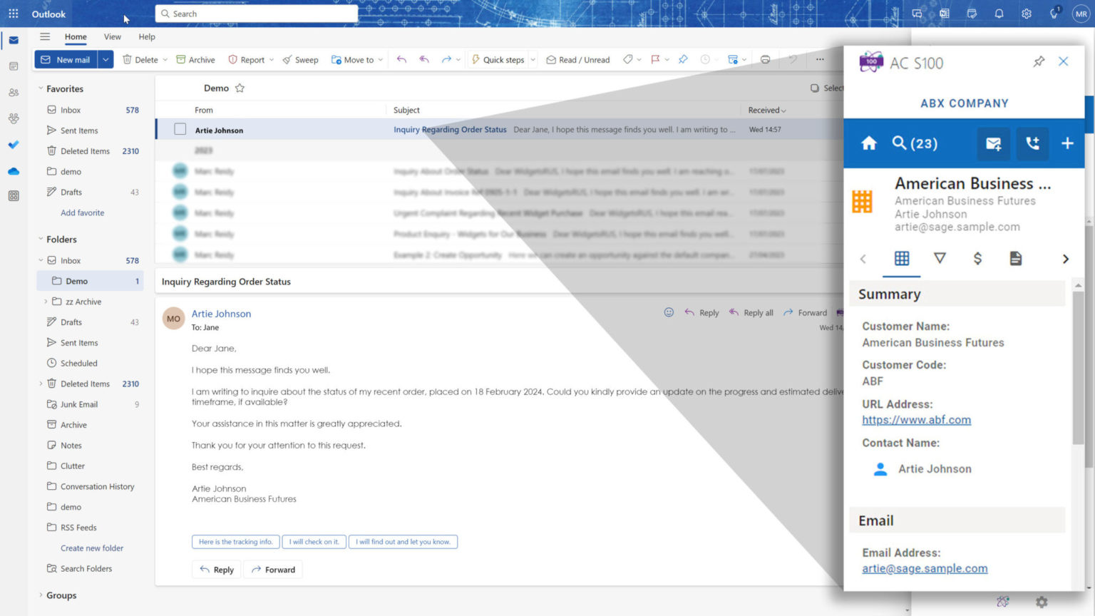 Outlook Integration For Sage 100 Accelerator For Sage 100